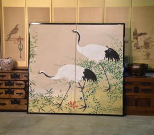 Japanese Crane Two Panel Screen