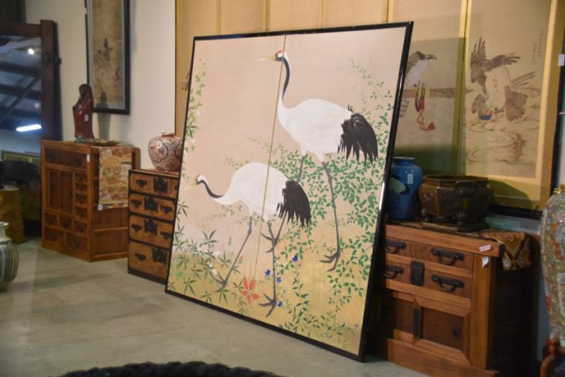 Japanese Crane Two Panel Screen - Image 7