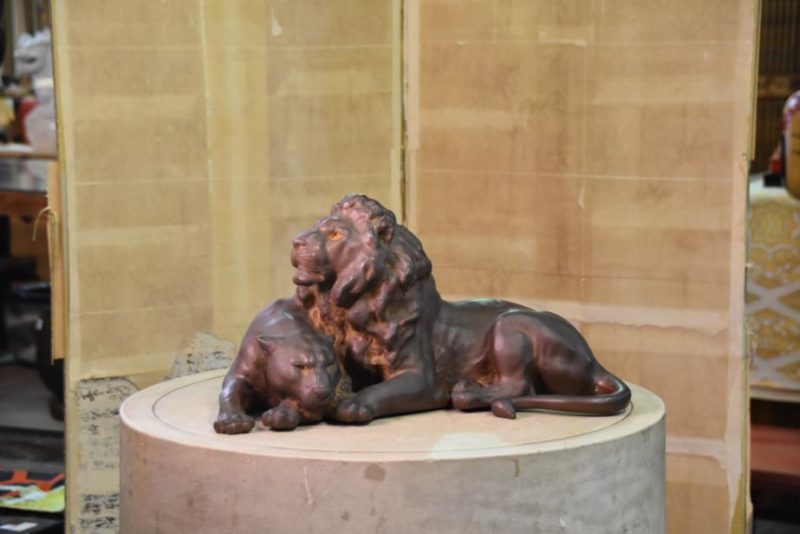 Japanese Bronze Lion Statue