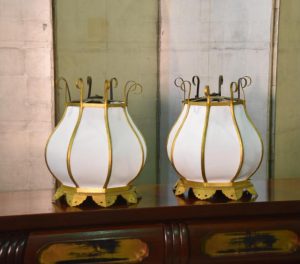 A Pair of Gilded Japanese Temple Hanging Lanterns
