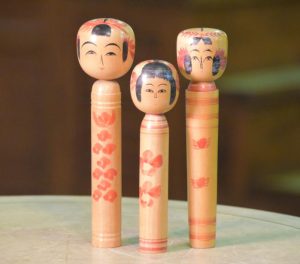 3 x Kokeshi Dolls