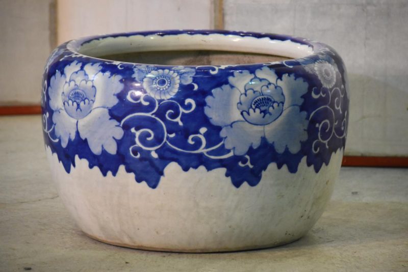Japanese Blue and White Lotus Pot - Image 2