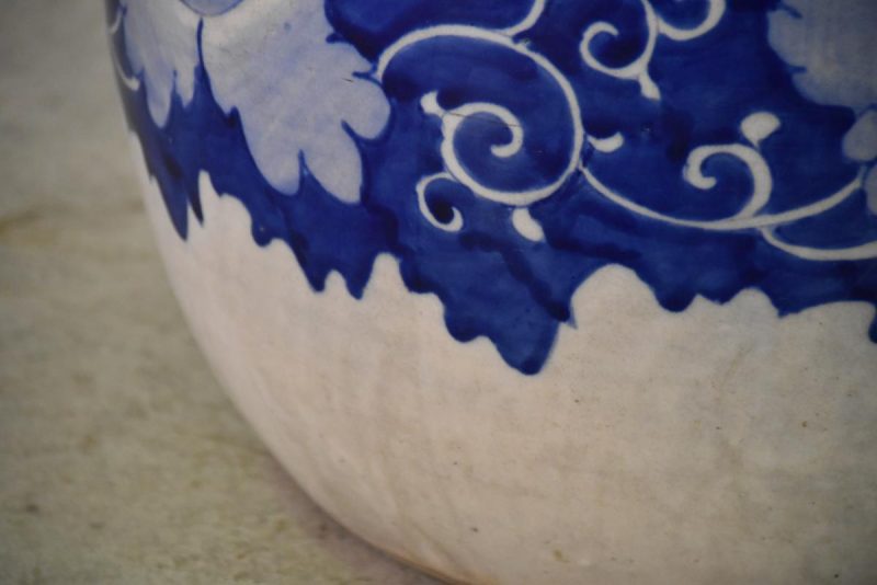 Japanese Blue and White Lotus Pot - Image 10