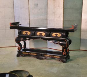 Japanese Antique Black and Red Lacquered Altar Table