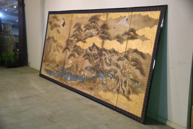 Japanese Edo Period Kano School 6 Panel Screen - Image 7
