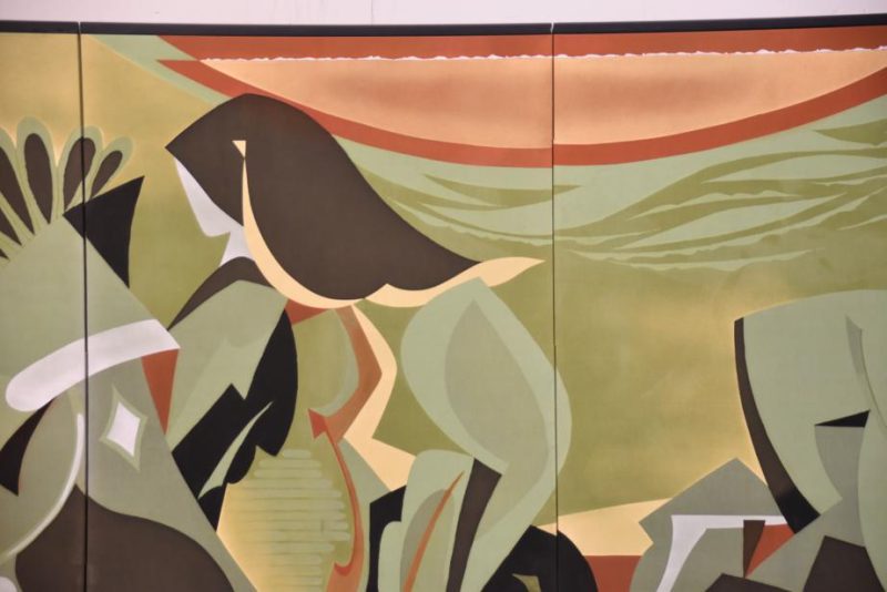 Japanese Yuzen Fabric 4 Panel Horses Screen - Image 9