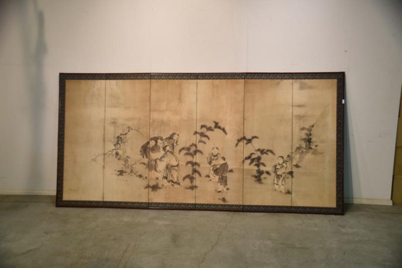 Chinese Sages 6 Panel Japanese Antique 6 Panel Screen