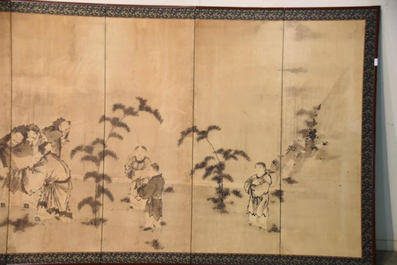 Chinese Sages 6 Panel Japanese Antique 6 Panel Screen - Image 9
