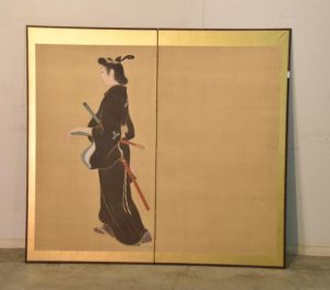 Japanese Taisho Period Samurai Screen