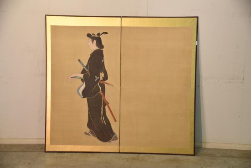 Japanese Taisho Period Samurai Screen