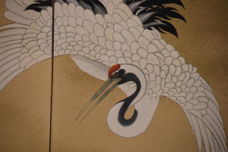 Japanese Antique Flying Crane 2 Panel Screen - Image 10