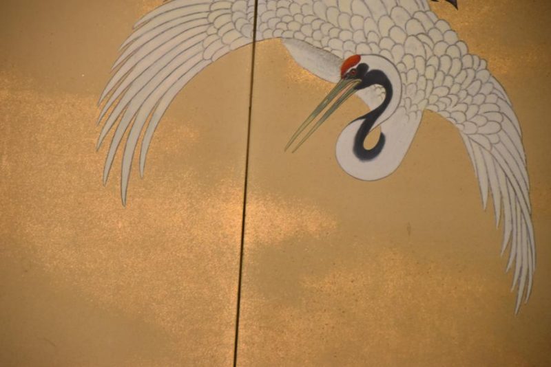 Japanese Antique Flying Crane 2 Panel Screen - Image 9
