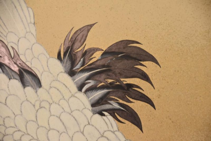 Japanese Antique Flying Crane 2 Panel Screen - Image 7