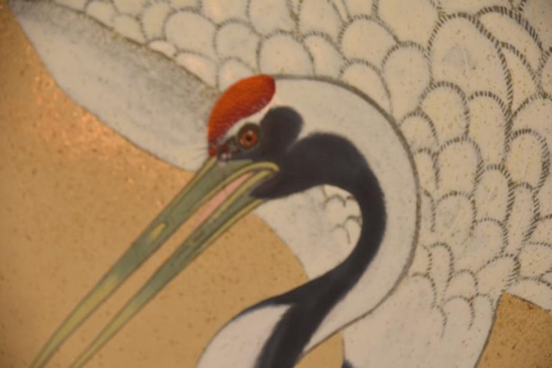 Japanese Antique Flying Crane 2 Panel Screen - Image 4