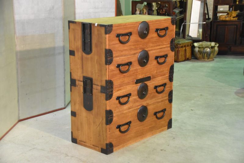 Antique Japanese 4 drawer clothing chest (2 sections) - Image 6