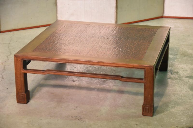Vintage Japanese Bamboo Inlaid Coffee Table - Image 11