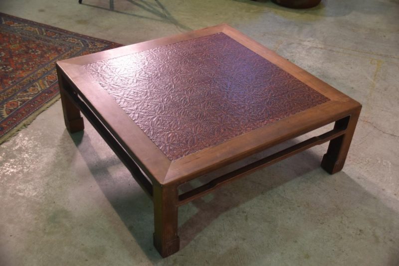Vintage Japanese Bamboo Inlaid Coffee Table - Image 6