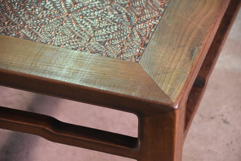 Vintage Japanese Bamboo Inlaid Coffee Table - Image 5