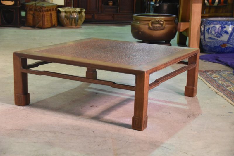 Vintage Japanese Bamboo Inlaid Coffee Table - Image 4