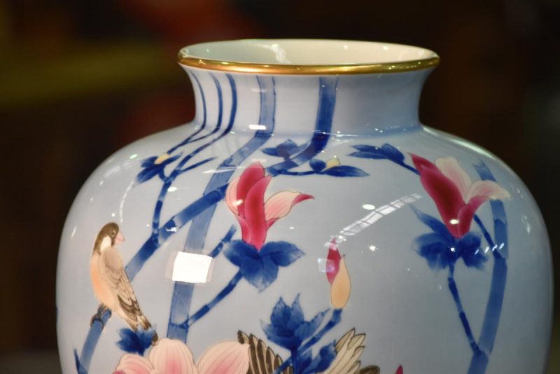 Porcelain Vase by Fukugawa with Birds and Magnolia Flowers - Image 2