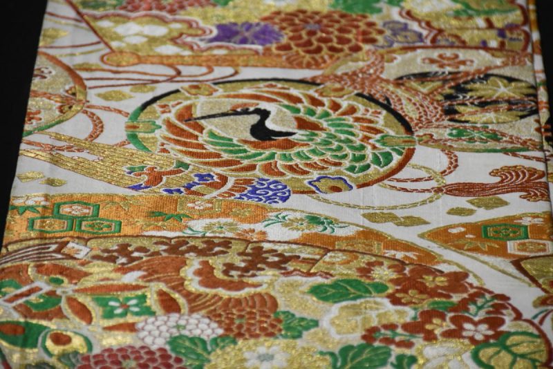 Japanese Silk Vintage Wedding Obi (Maru Obi) - Image 10
