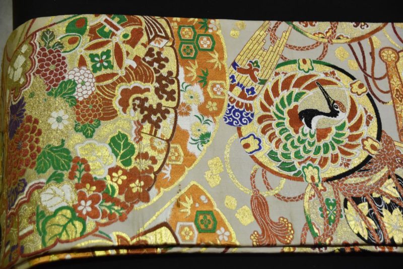 Japanese Silk Vintage Wedding Obi (Maru Obi) - Image 9