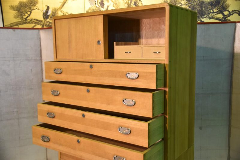 Japanese Vintage 2 Section Kimono Chest made of all  thick Kiri (Paulownia) - Image 14