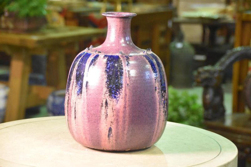 A Flambe Glaze Japanese Modern Ceramic Vase - Image 8