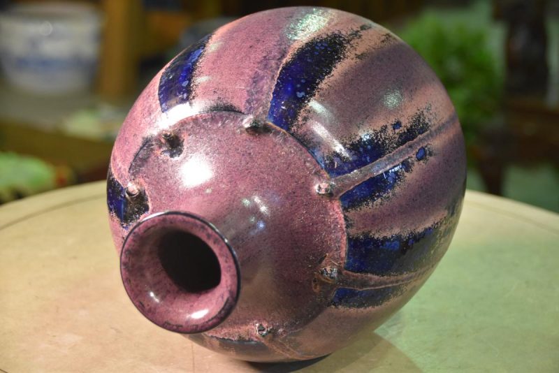 A Flambe Glaze Japanese Modern Ceramic Vase - Image 5