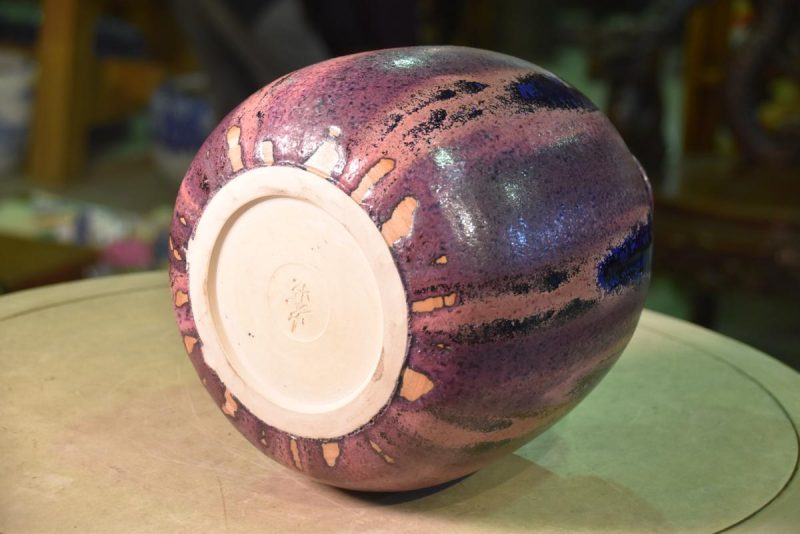 A Flambe Glaze Japanese Modern Ceramic Vase - Image 4