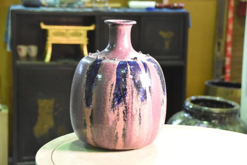A Flambe Glaze Japanese Modern Ceramic Vase - Image 2