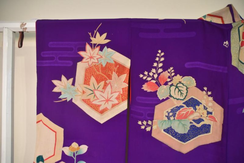 Purple Vintage Silk Jacquard Kimono - Image 12