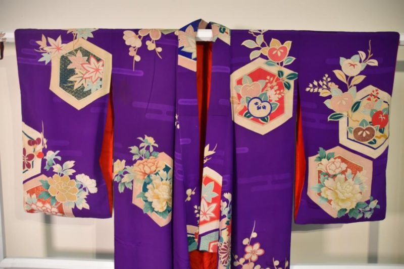 Purple Vintage Silk Jacquard Kimono - Image 10
