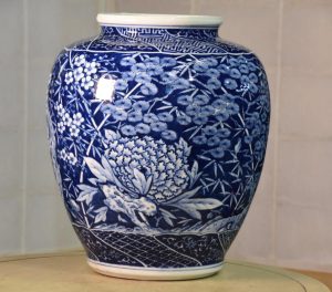 Japanese Blue and White Ceramic Vase
