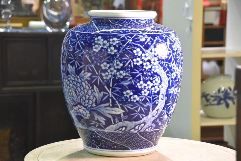 Japanese Blue and White Ceramic Vase - Image 3