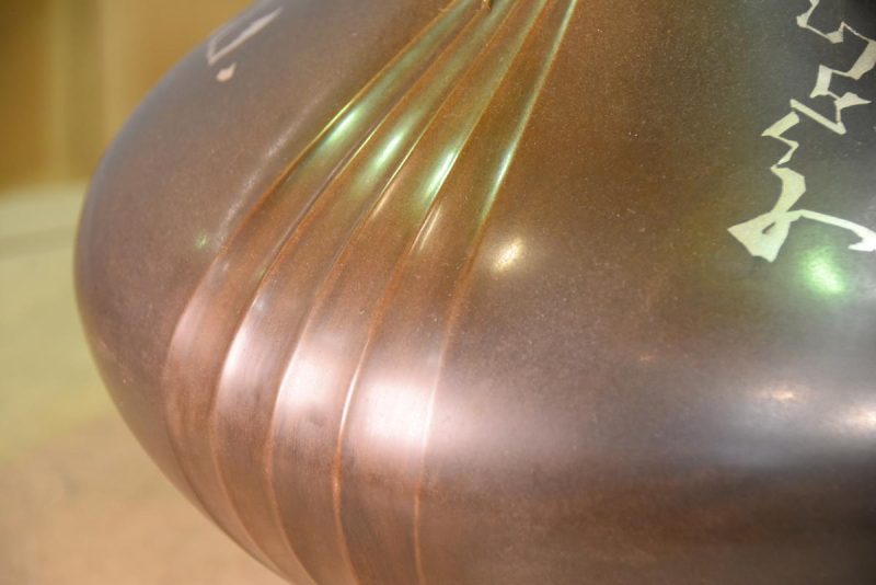 Japanese Bronze Silver Inlay Vase - Image 10