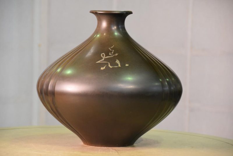Japanese Bronze Silver Inlay Vase - Image 9