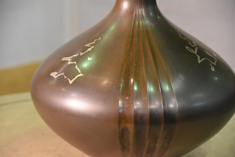 Japanese Bronze Silver Inlay Vase - Image 8