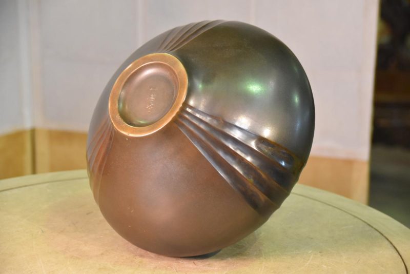 Japanese Bronze Silver Inlay Vase - Image 6