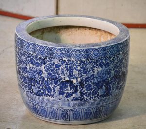 Japanese Blue and White Stencil Hibachi