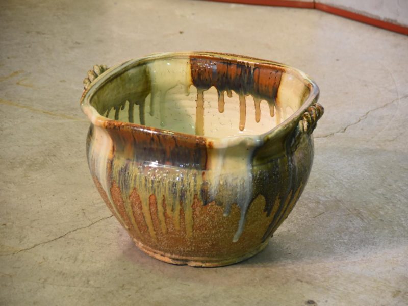 Japanese Drip Glaze Pottery Water Basin - Image 2