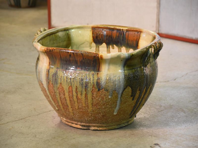 Japanese Drip Glaze Pottery Water Basin - Image 12