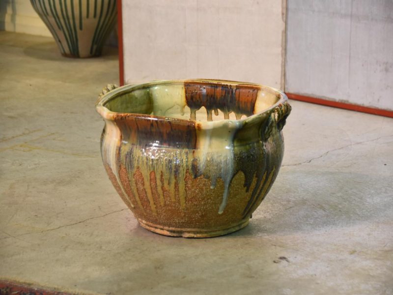 Japanese Drip Glaze Pottery Water Basin - Image 11