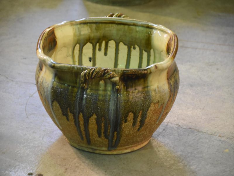 Japanese Drip Glaze Pottery Water Basin - Image 9
