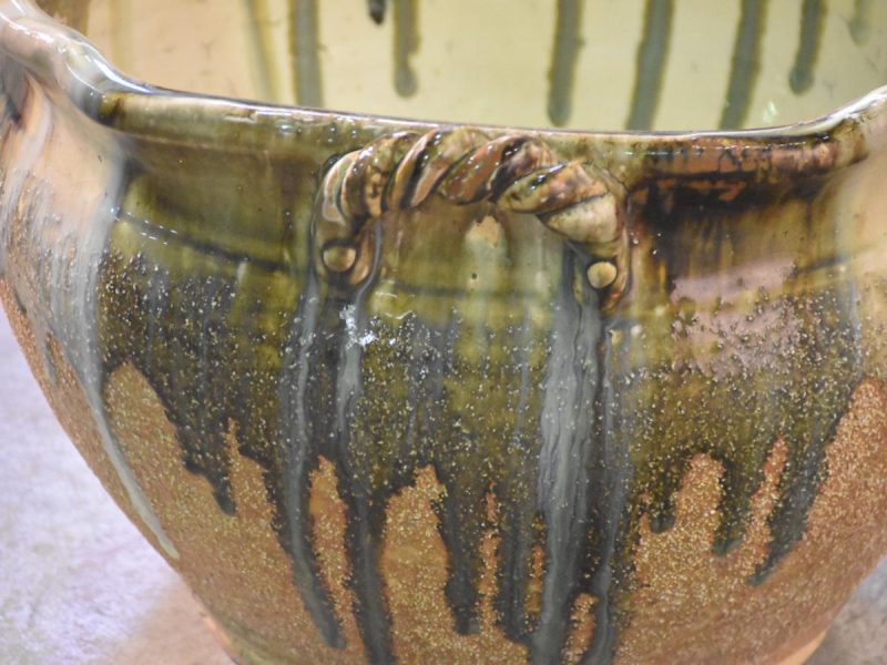 Japanese Drip Glaze Pottery Water Basin - Image 8