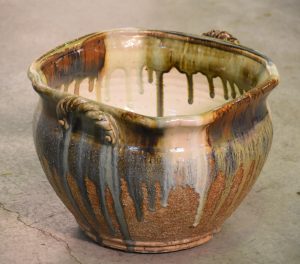 Japanese Drip Glaze Pottery Water Basin