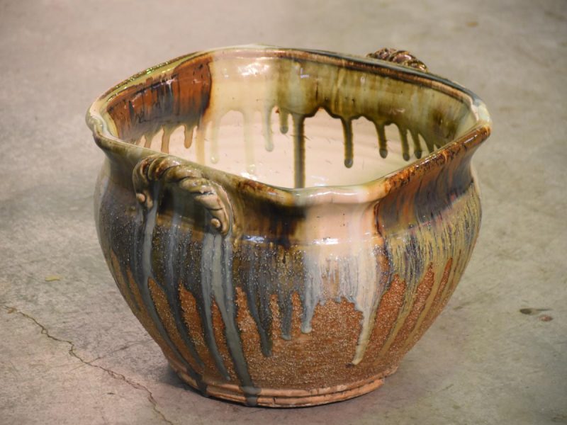 Japanese Drip Glaze Pottery Water Basin