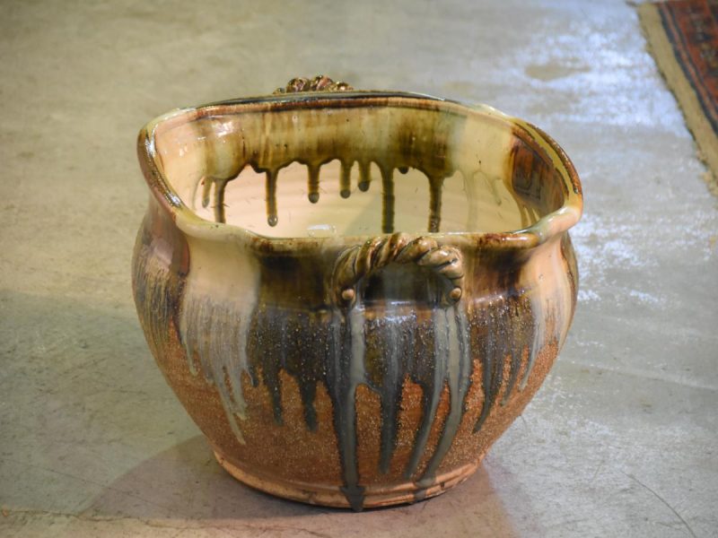 Japanese Drip Glaze Pottery Water Basin - Image 6