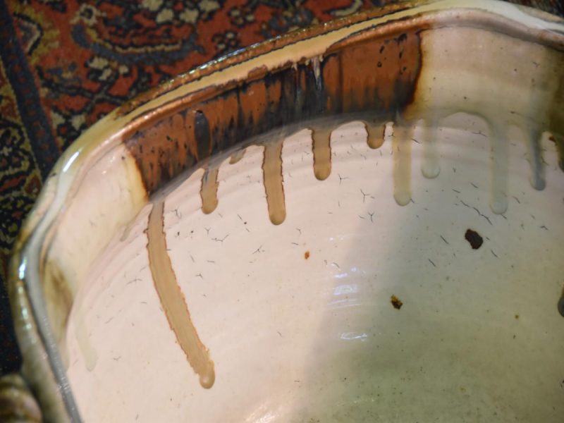Japanese Drip Glaze Pottery Water Basin - Image 4