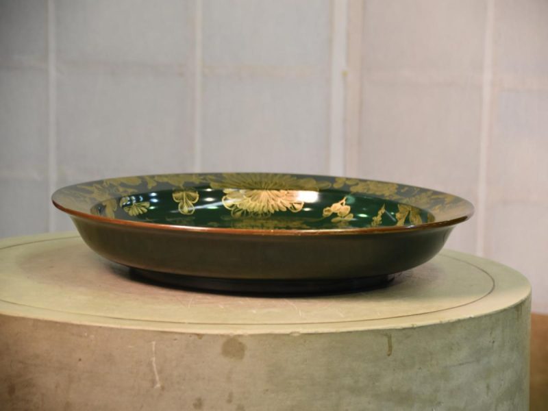 Japanese Green Urushi (Lacquerware) Plate Decorated with Bats - Image 5